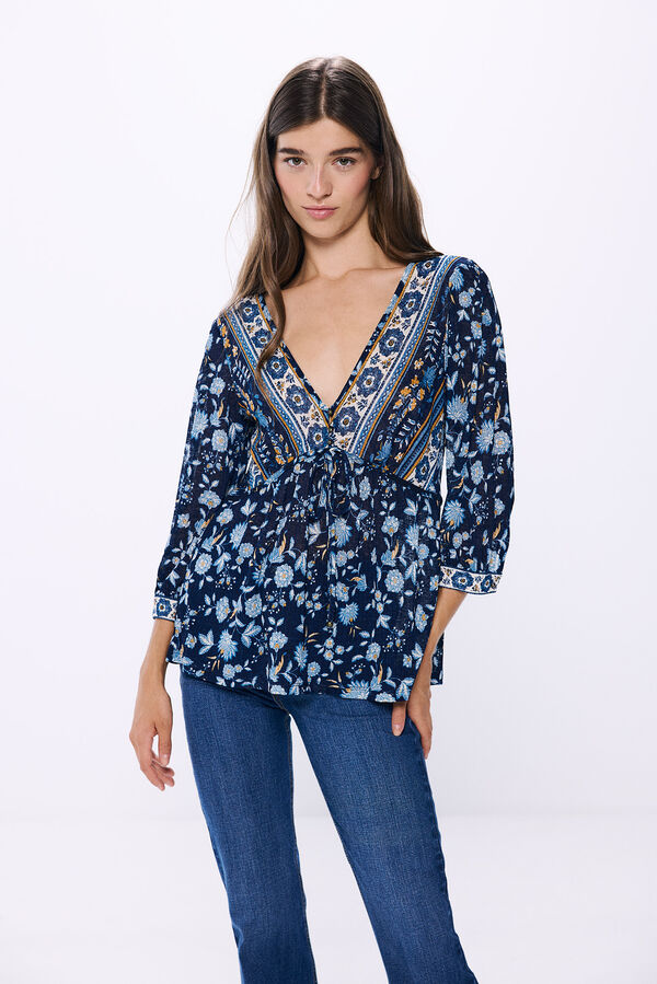Springfield Blusa estampado mix azul