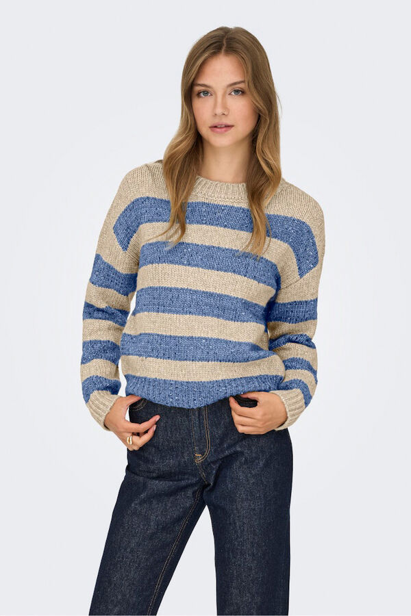 Only Jersey de rayas y lentejuelas azul