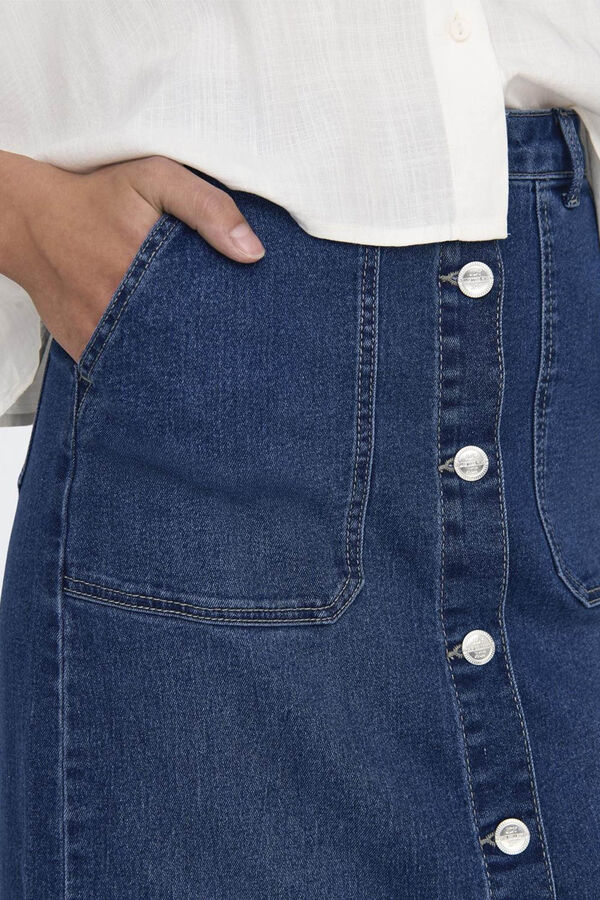 JDY Falda midi vaquera azul
