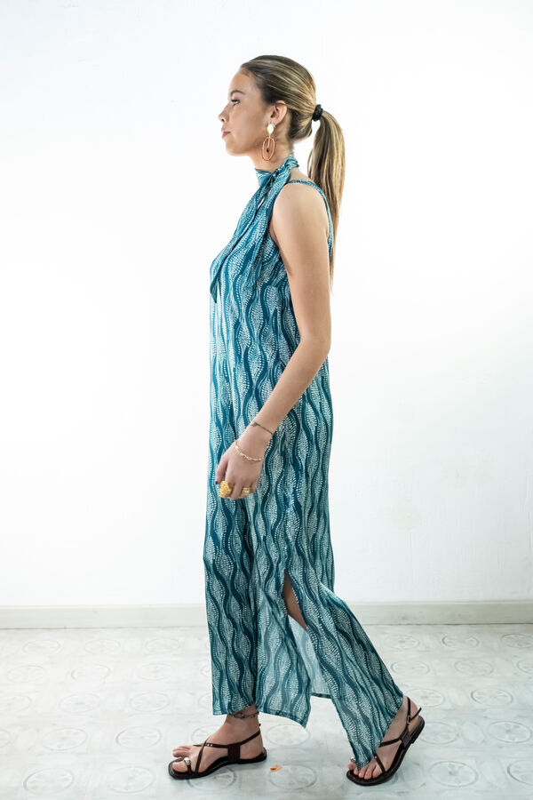 Cul Sac Vestido comprido gola em bico verde