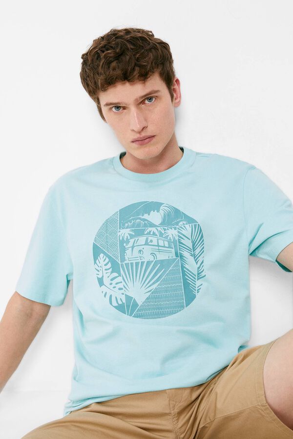 Springfield Camiseta geometric van estampado turquesa