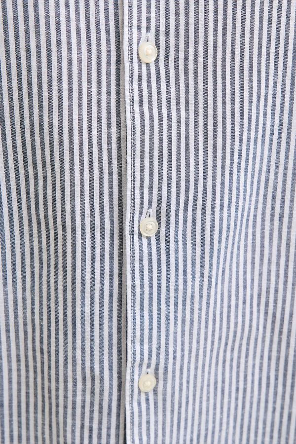 JJ REBEL Camisa comfort fit lino azul