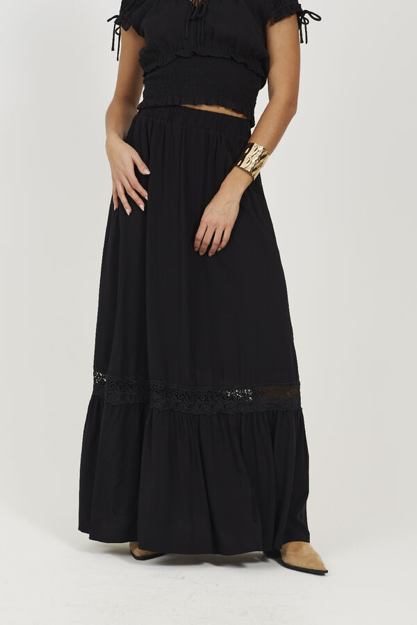 Brave Soul Saia longa com renda preto
