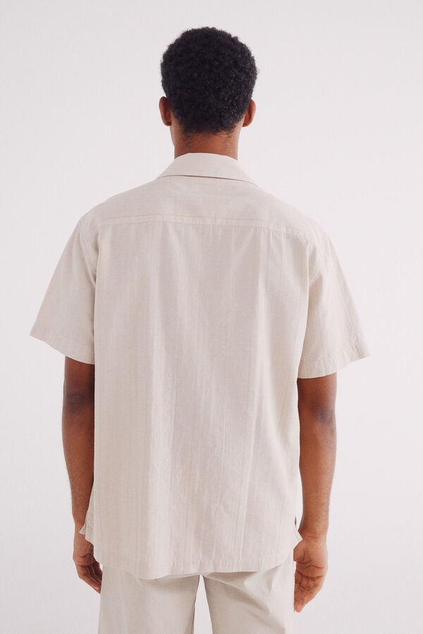 Springfield Camisa manga corta jacquard ligero beige