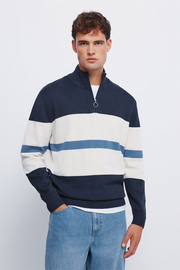 Springfield Jersey cremallera bloque color azul