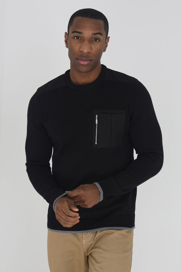 Brave Soul Jersey con bolsillo con cremallera negro