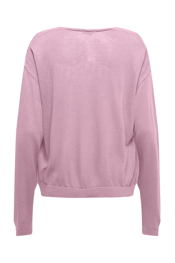 JDY Jersey fino cuello pico morado/lila