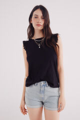 Springfield Camisa de crochet com babados preto