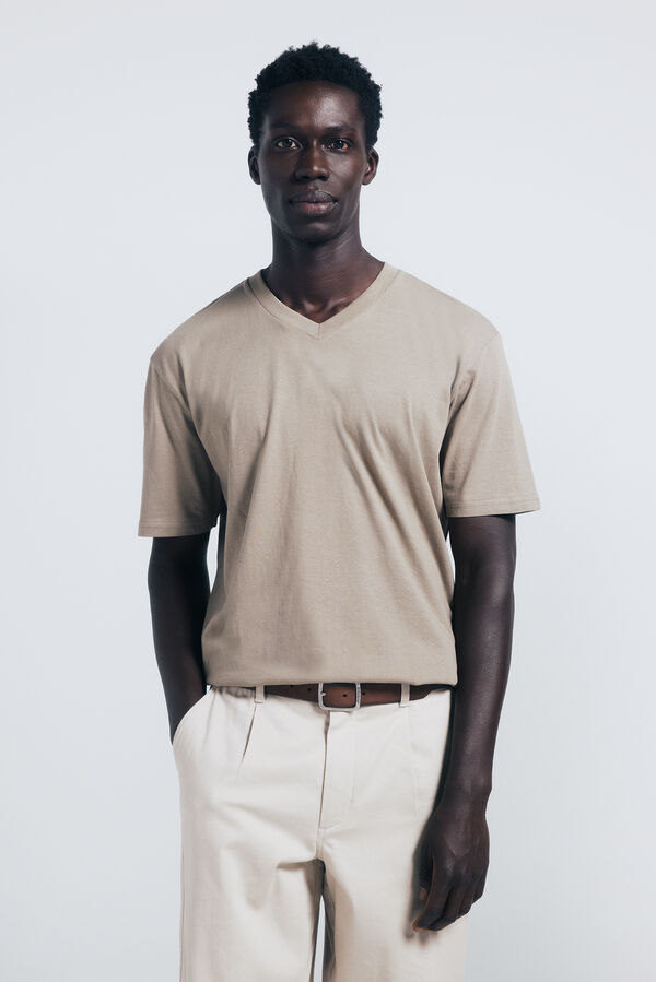 Springfield Camiseta b&aacute;sica cuello pico nude