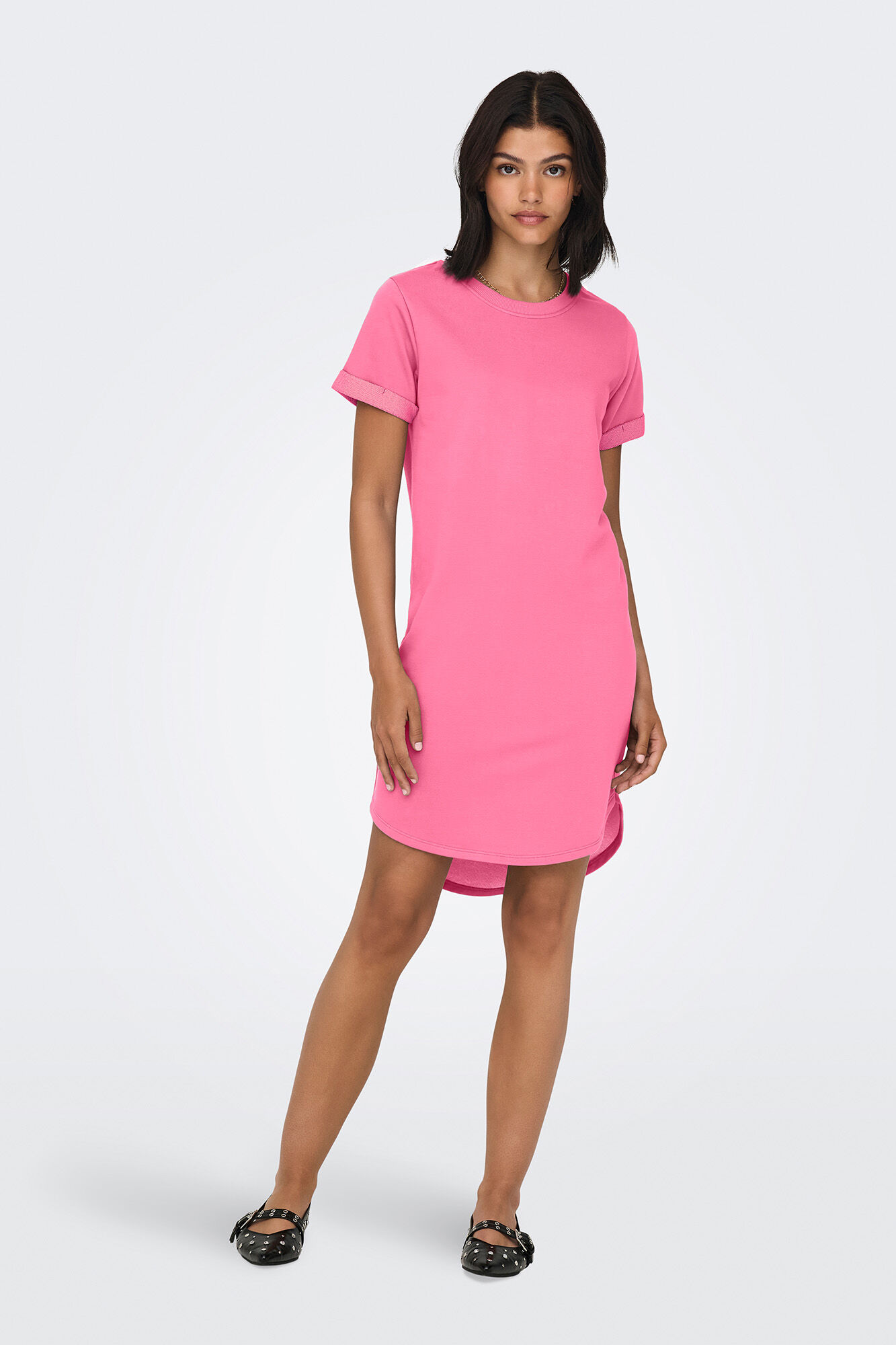 JDY Vestido manga curta e gola redonda