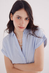 Springfield Camisa Oxford de manga curta azul