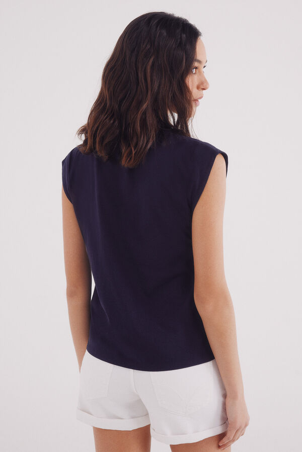 Springfield Camiseta manga ca&iacute;da botones hombro azul