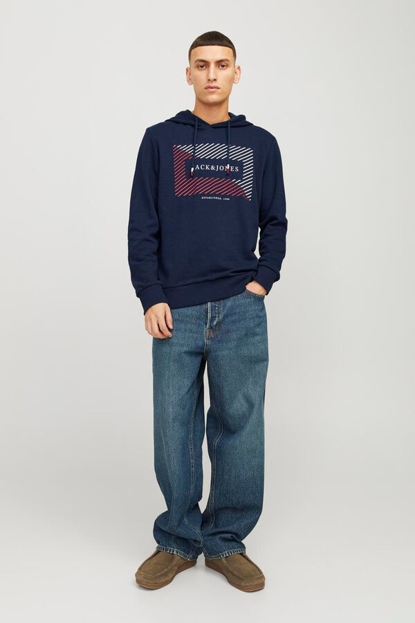 Jack & Jones Sweatshirt com capuz padr&atilde;o azul