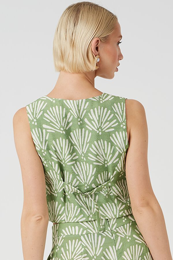 Brave Soul Colete estampado com gola em bico verde