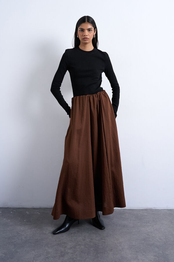 Topshop Saia midi algod&atilde;o cru