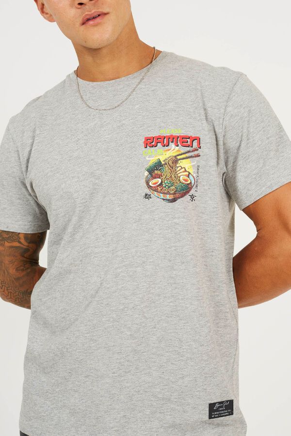 Brave Soul T-shirt de manga curta com estampado oriental cinzento