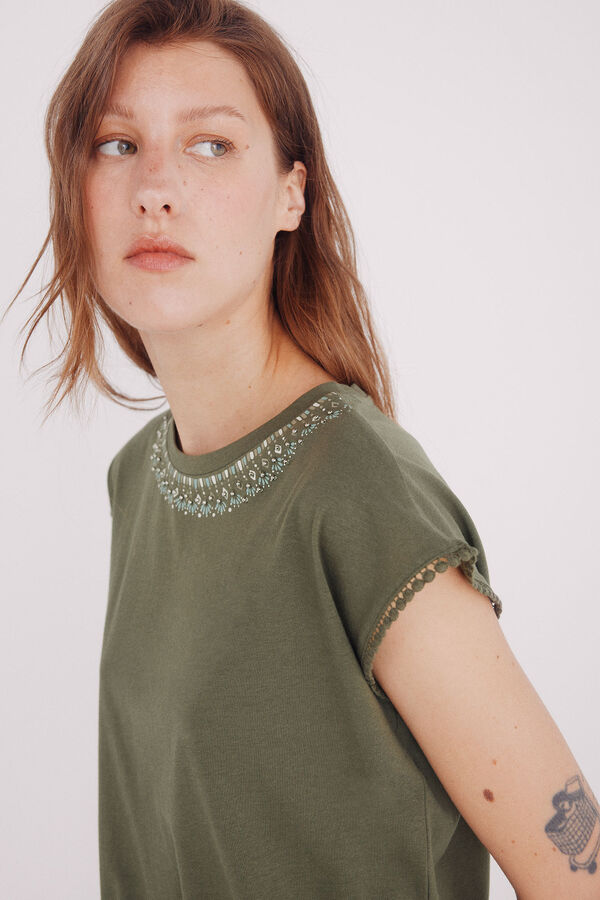 Springfield Camiseta gráfica étnica verde