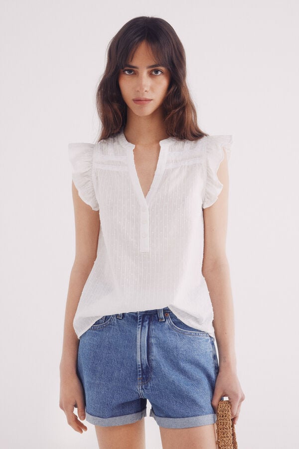 Springfield Blusa lace insertado marfil