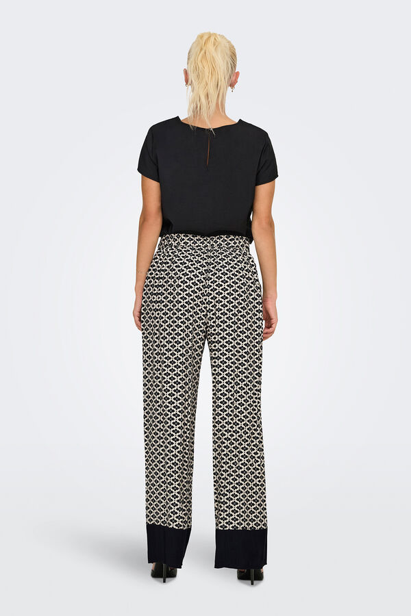 Only Calças largas e fluído com cintura elástica preto