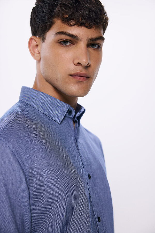 Springfield Camisa social bicolor azul