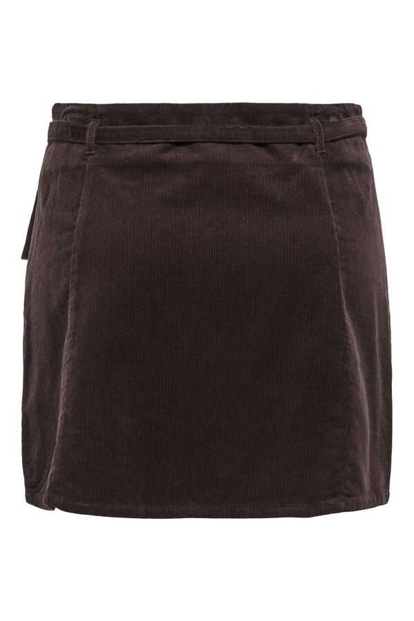 Only Saia curta de veludo cotel&ecirc; castanho