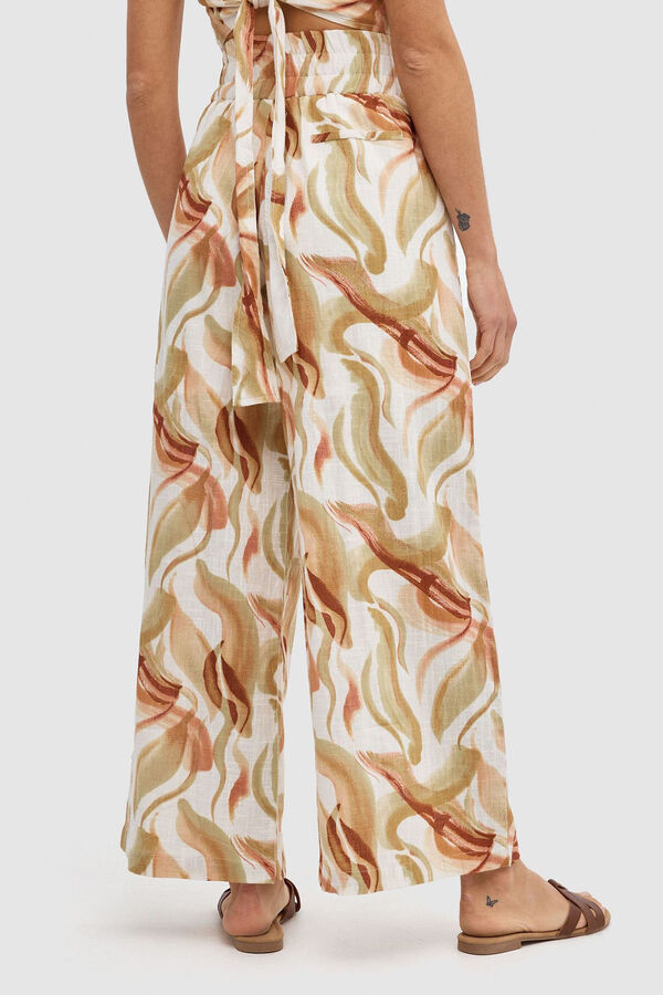 Inside Pantal&oacute;n Wide Leg Estampado beige