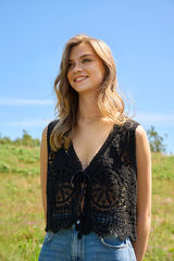JDY Colete curto em crochet preto