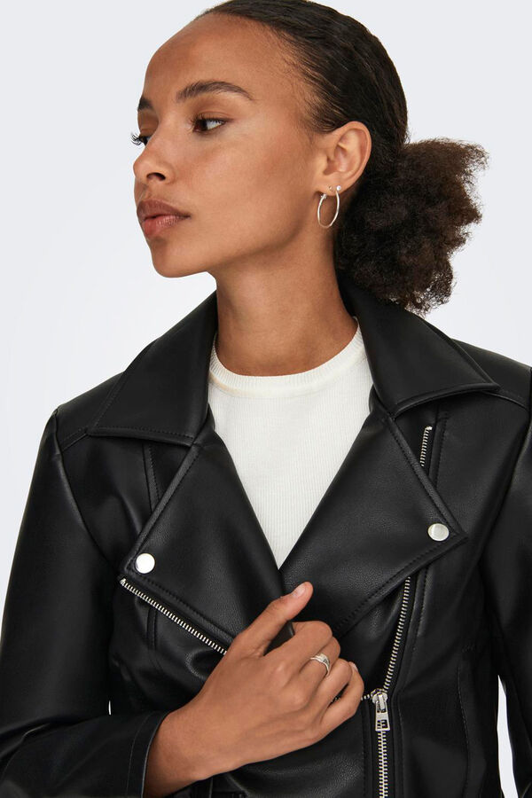 JDY Cazadora de polipiel negro