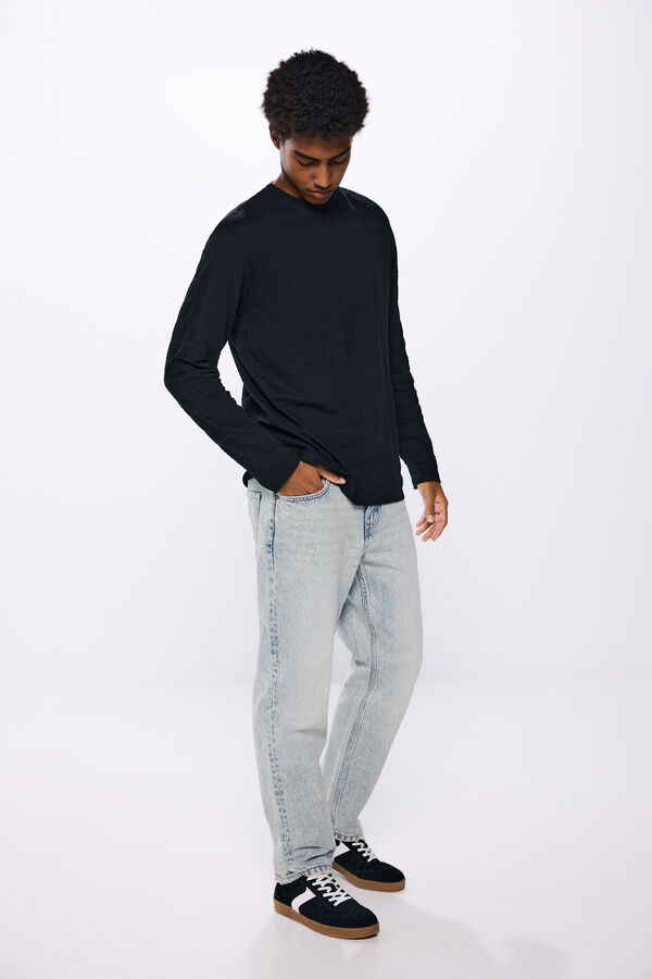 Springfield Camiseta piqu&eacute; manga larga rayas negro