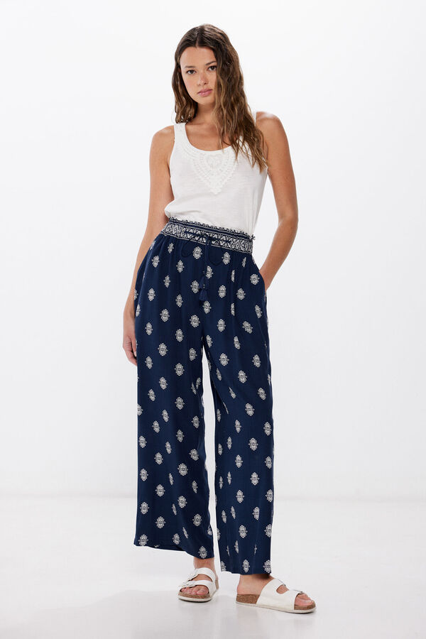 Springfield Pantalones palazzo viscosa r&uacute;stica azul