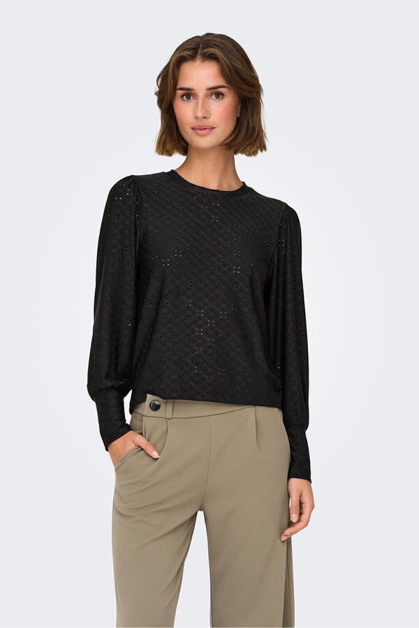 JDY Blusa manga larga fluida negro