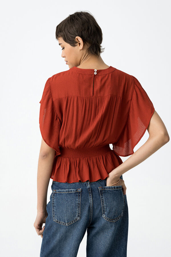 Tiffosi Blusa com folhos vermelho