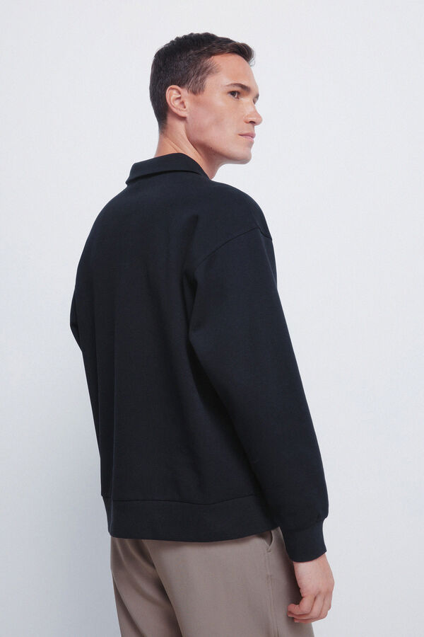 Springfield Polo piqu&eacute; manga comprida interlock boxy fit azul