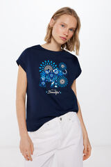 Springfield Camiseta Gr&aacute;fica &Eacute;tnica azul