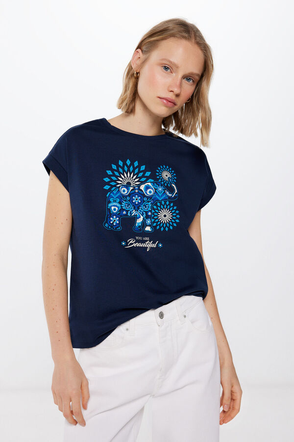 Springfield Camiseta Gr&aacute;fica &Eacute;tnica azul