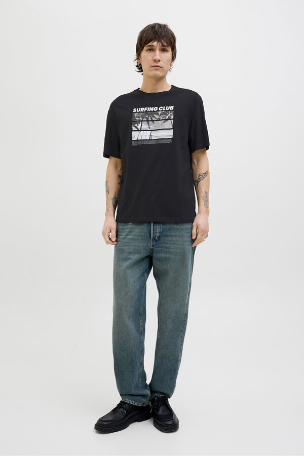 Jack & Jones Camiseta estampada com caimento relaxado preto
