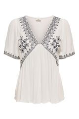 JDY Blusa manga curta bordada branco