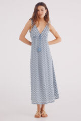 Springfield Vestido midi estructura bicolor turquesa