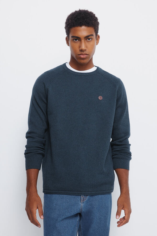 Springfield Jersey liso cuello rulo azul
