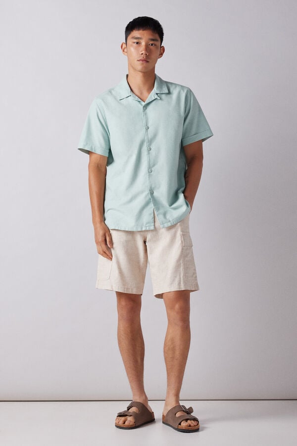 Springfield Camisa manga curta r&uacute;stica verde