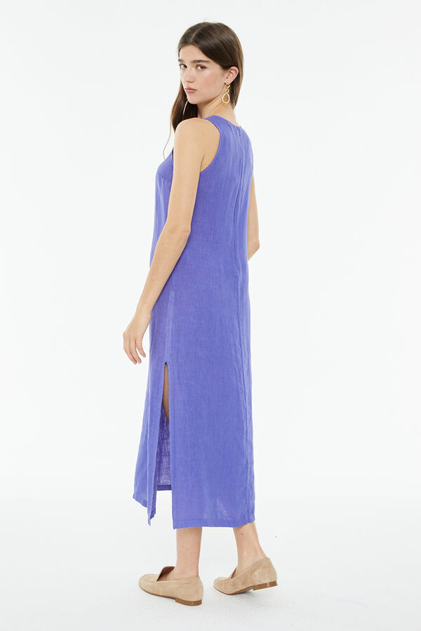 System Action Vestido largo de lino sin mangas morado/lila