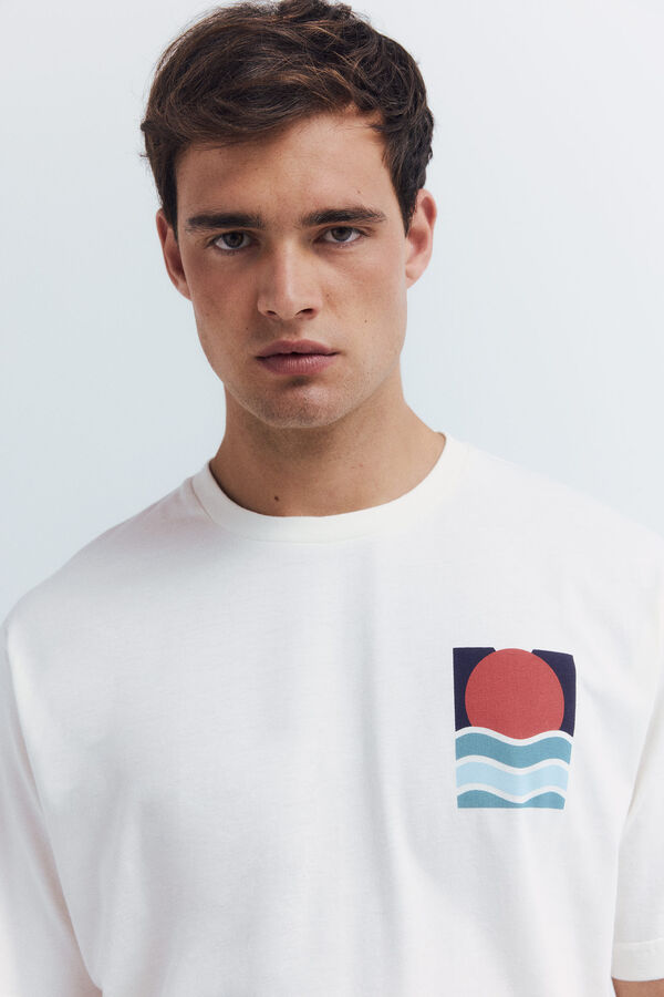 Springfield Camiseta palmeras marfil