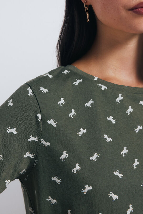 Springfield Camiseta estampada motivos pequeños verde