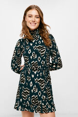 Springfield Vestido Corto Estampado Lazo Cintura verde