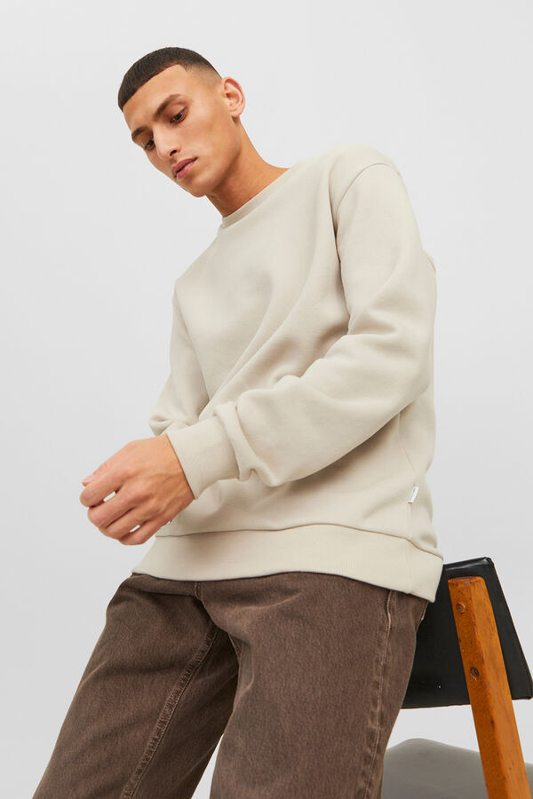 Jack & Jones Sweatshirt b&aacute;sico com gola redonda cinzento