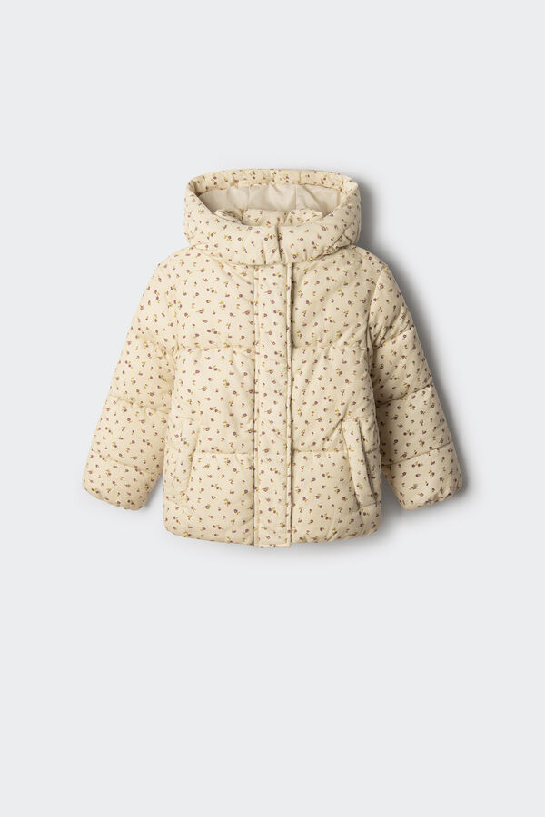 Springfield Kids Chaqueta acolchada pana flores ni&ntilde;a beige