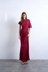 Topshop Vestido longo assim&eacute;trico de viscose vermelho