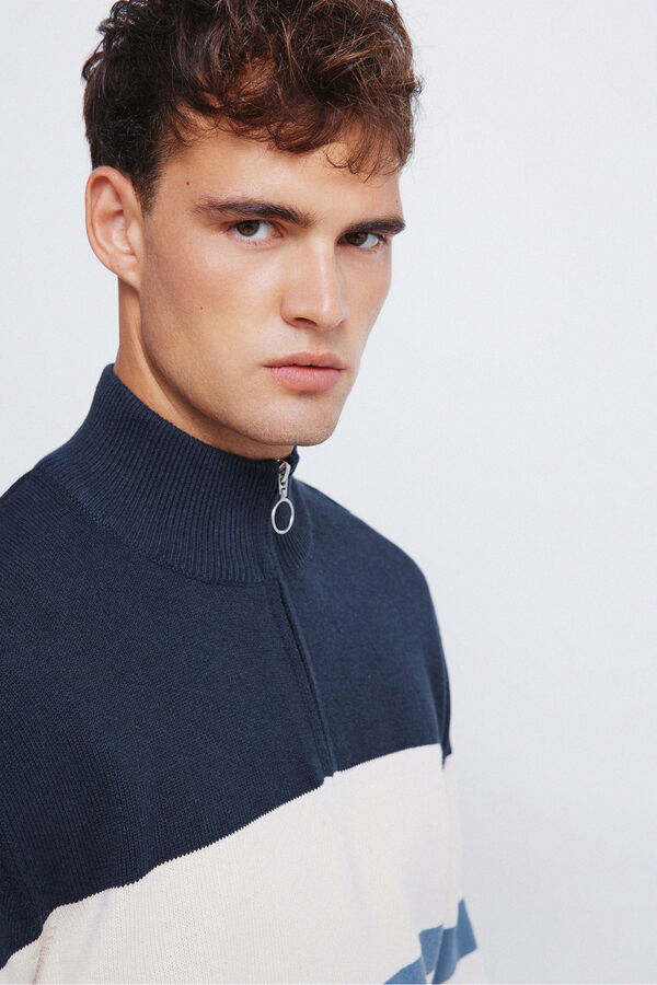 Springfield Jersey cremallera bloque color azul