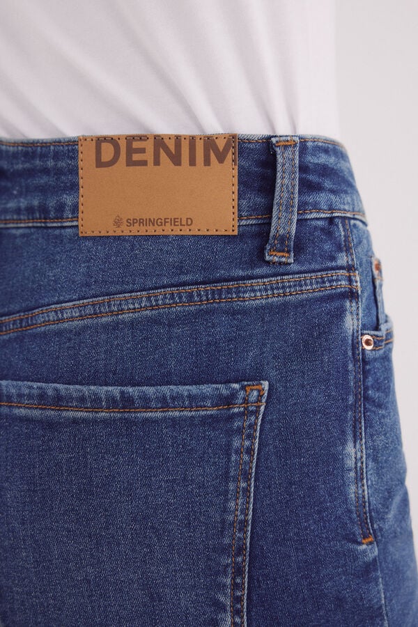 Springfield Shorts jeans de algod&atilde;o azul