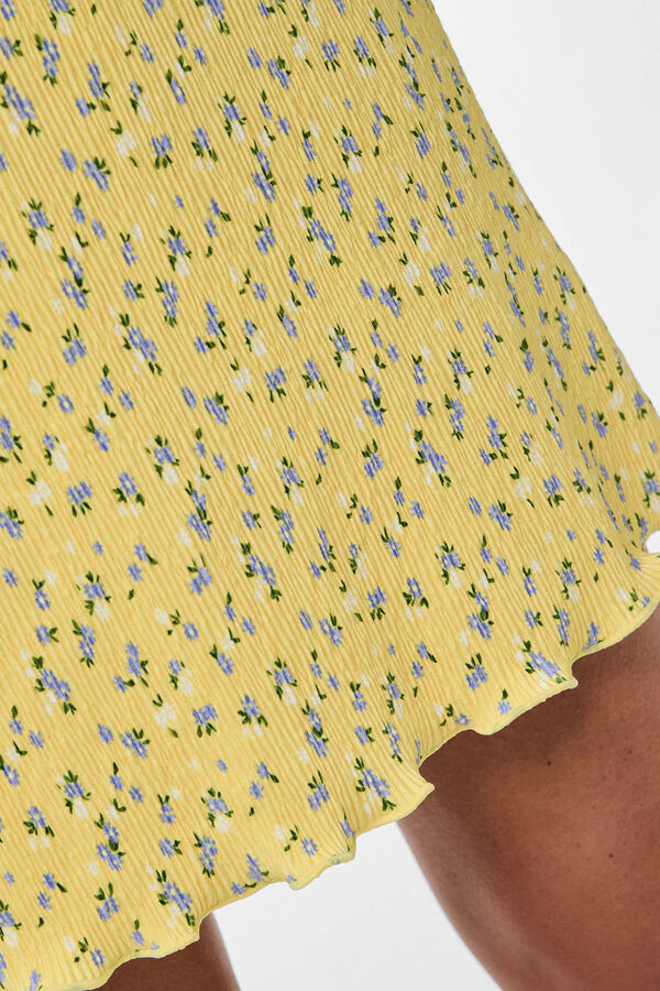 Pieces Saia curta floral amarelo